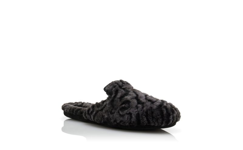 Designer Black Shearling Slippers