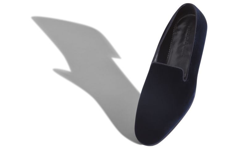 Designer Navy Blue Velvet Loafers