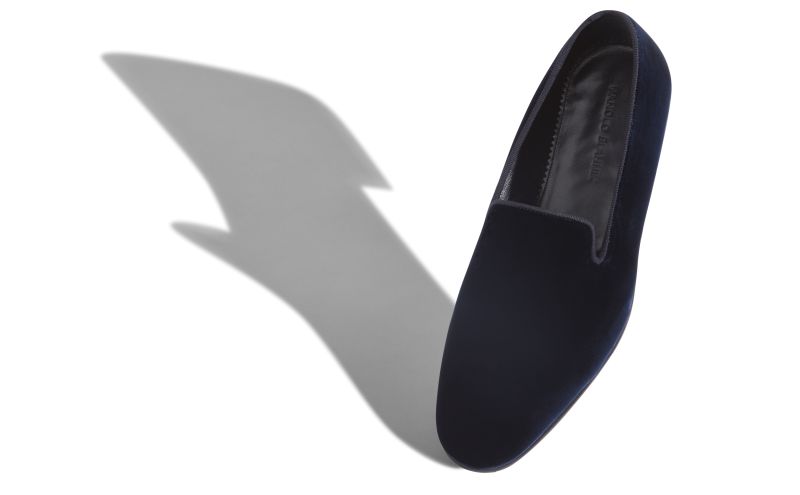 Mario velvet, Navy Blue Velvet Loafers - £675.00