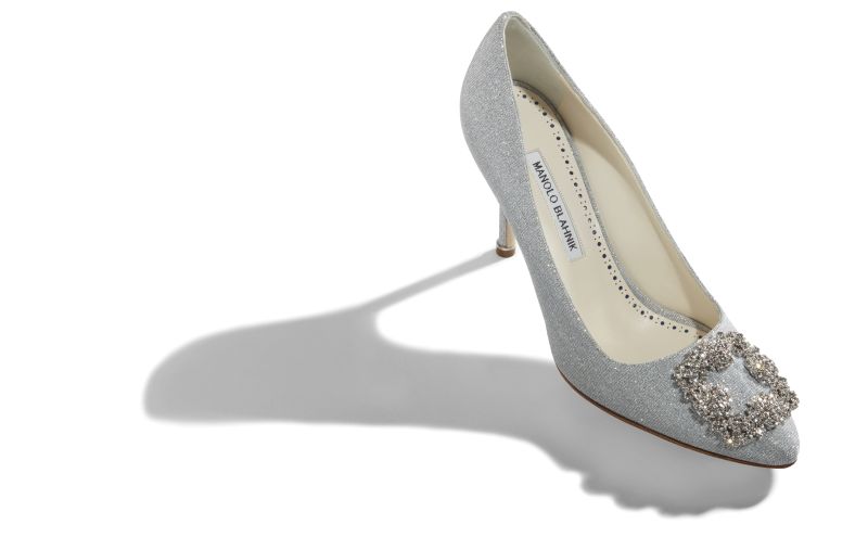 Hangisi glitter bride, Silver Glitter Fabric Jewel Buckle Pumps - €1,095.00