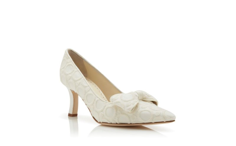 EPIROTES, White Silk Pointed Toe Pumps, 1385 CAD