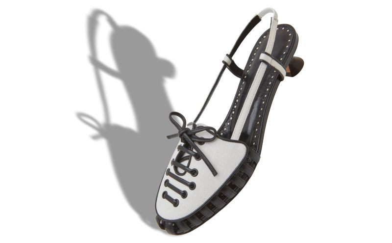 Egabya, White and Black Nappa Leather Slingback Pumps - £488.00