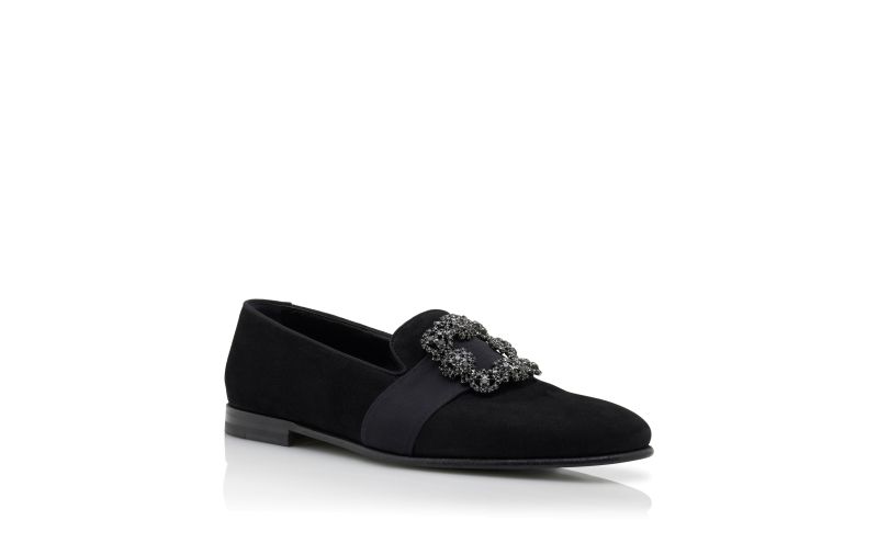 Carlton, Black Suede Jewel Buckled Loafers - €1,095.00