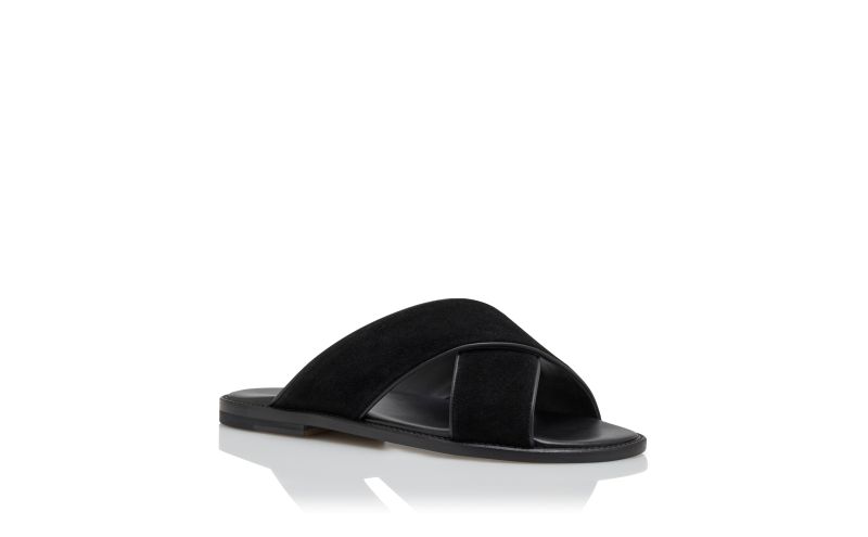 Designer Black Calf Suede Sandals