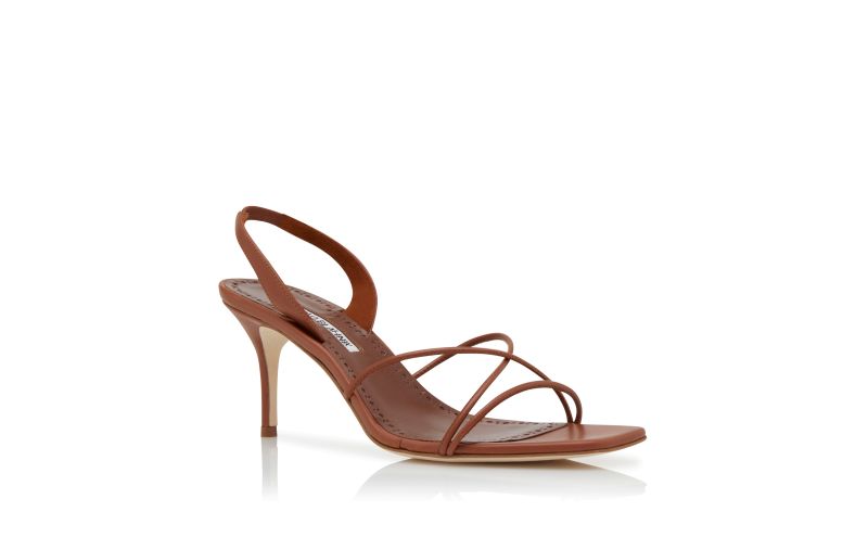 Ninfea, Brown Nappa Leather Slingback Sandals - US$675.00