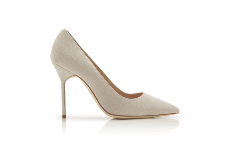 Side view of Bb, Stone Suede Pointed Toe Pumps - £545.00
