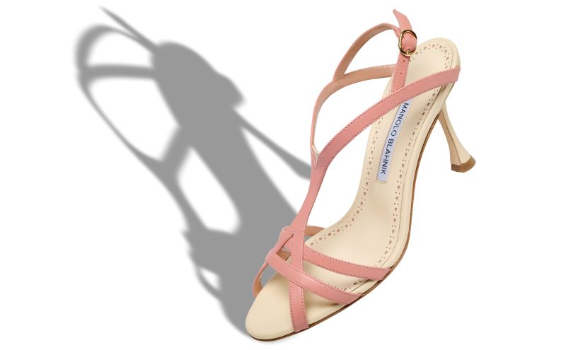 Betgieb, Cream and Coral Nappa Leather Strappy Sandals - US$1,065.00