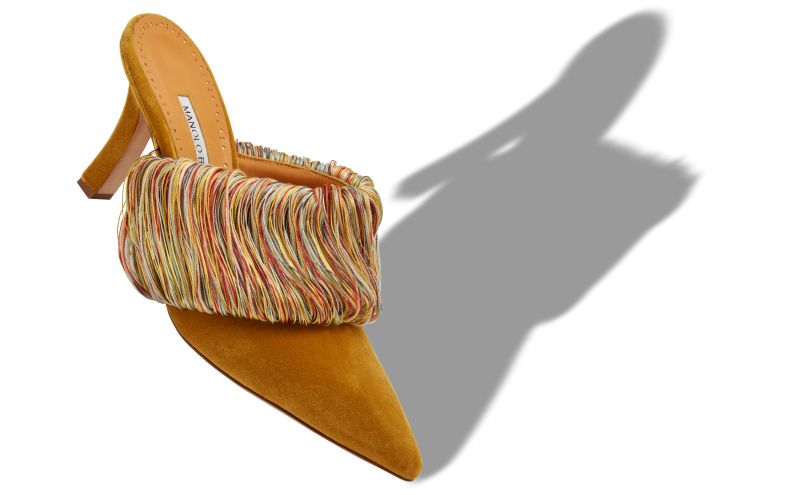 Caldean, Gold Velvet Fringe Detail Mules - AU$1,425.00 