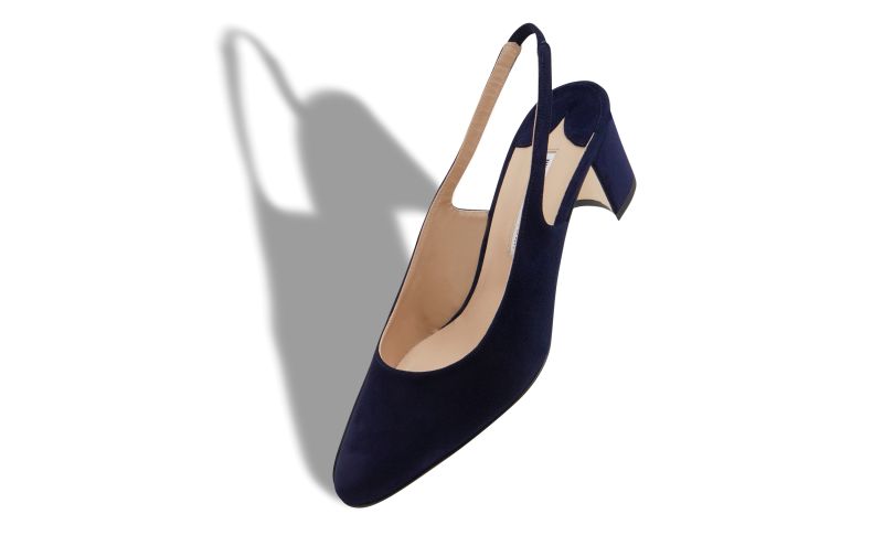 Allurasan, Navy Blue Suede Slingback Pumps - US$825.00