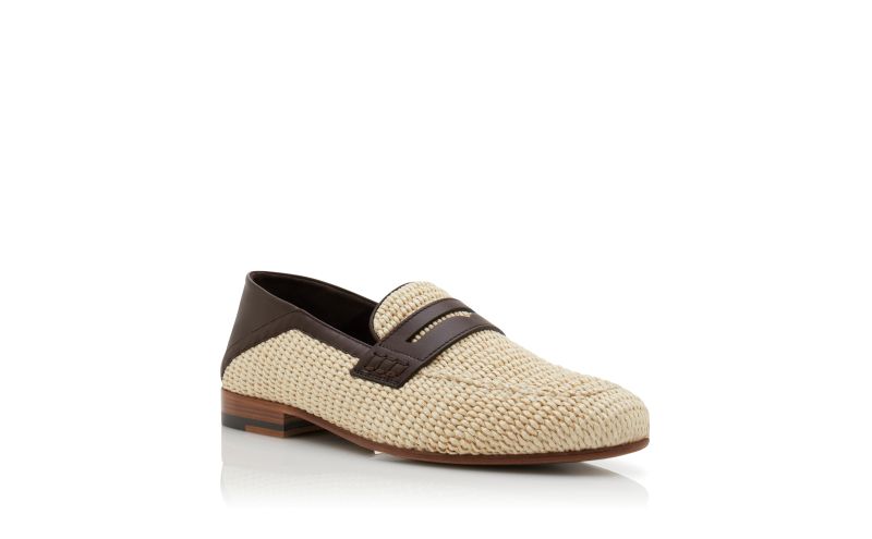 Padstow, Cream and Red Raffia Penny Loafers - US$845.00