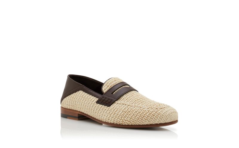 PADSTOW, Cream and Red Raffia Penny Loafers, 1405 AUD