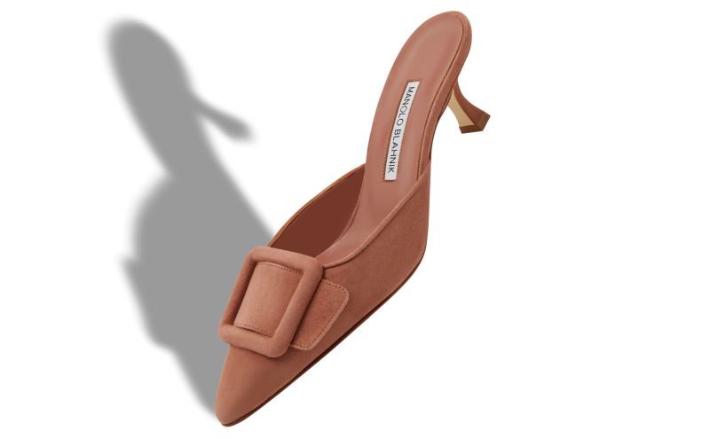 Maysale, Brown Suede Buckle Detail Mules - £695.00