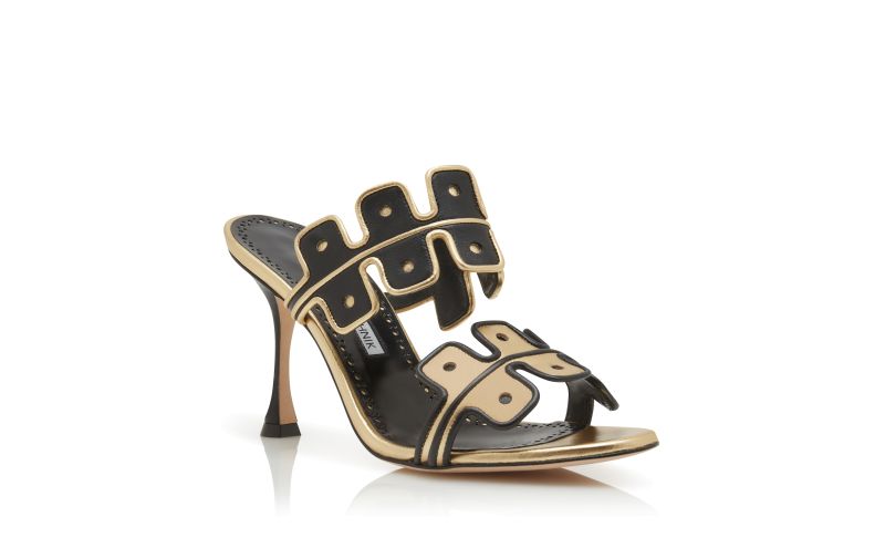 Aplinanu, Black and Gold Nappa Leather Mules - US$1,350.00