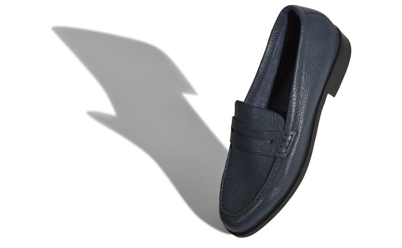 Perry, Dark Blue Calf Leather Penny Loafers - £695.00