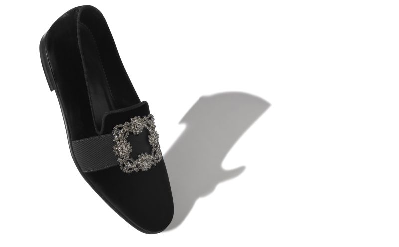 Carlton velvet, Black Velvet Jewelled Buckle Loafers - £975.00 