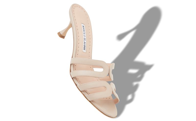 Ahwak, Light Beige Calf Leather Mules - US$473.00 