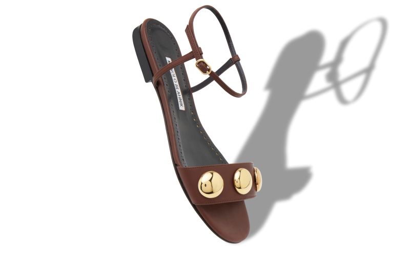 Chaouhen, Dark Brown Calf Leather Open Toe Sandals - AU$1,405.00 