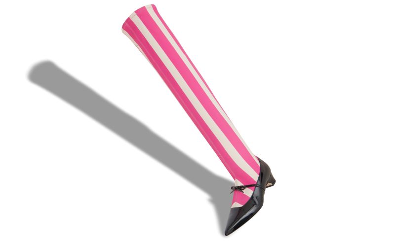 Apolon, Black, Pink and White Patent Striped Shoe Boots - CA$1,425.00