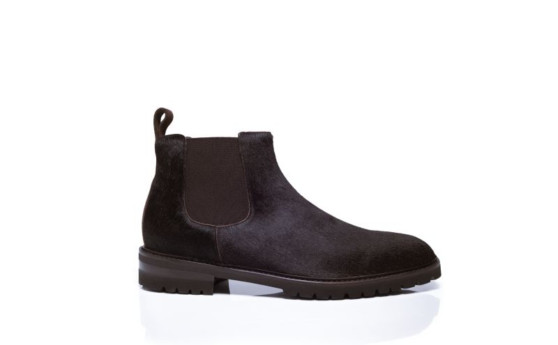 Side view of Brompton, Dark Brown Calf Hair Chelsea Boots - US$598.00