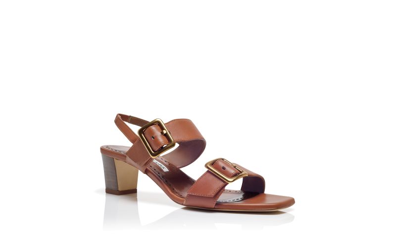 Thalitsli, Brown Nappa Leather Slingback Sandals - US$597.00