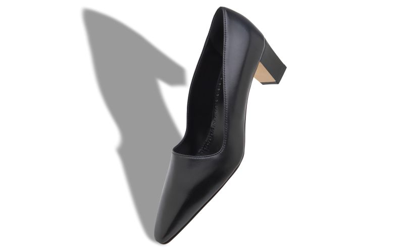 Munisopla, Black Nappa Leather Pointed Toe Pumps - US$448.00