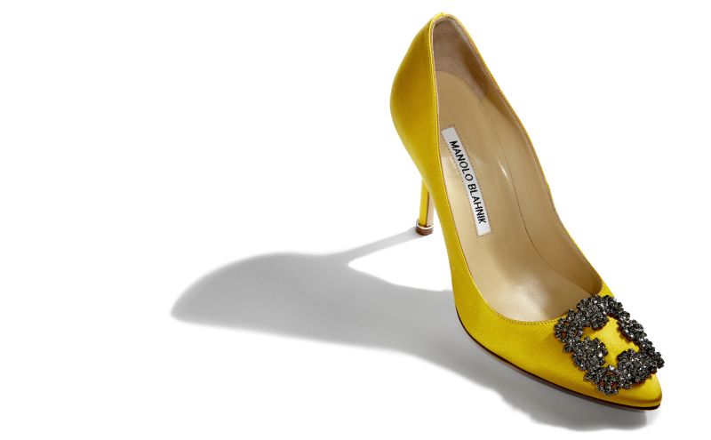 Hangisi, Yellow Satin Jewel Buckle Pumps - £945.00