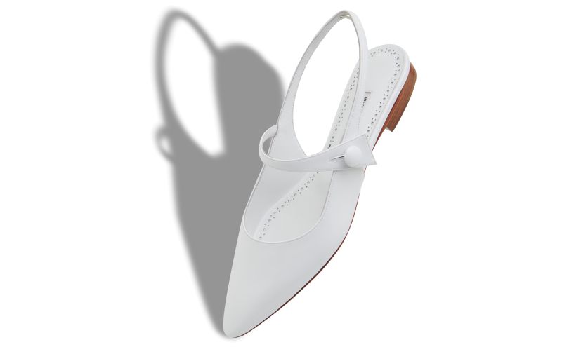 Didionflat, White Patent Leather Slingback Flat Pumps  - AU$1,390.00