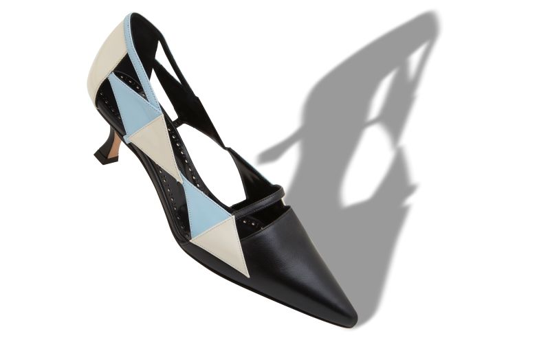 Hakir, Black, Cream and Blue Nappa Leather Pumps - US$568.00 