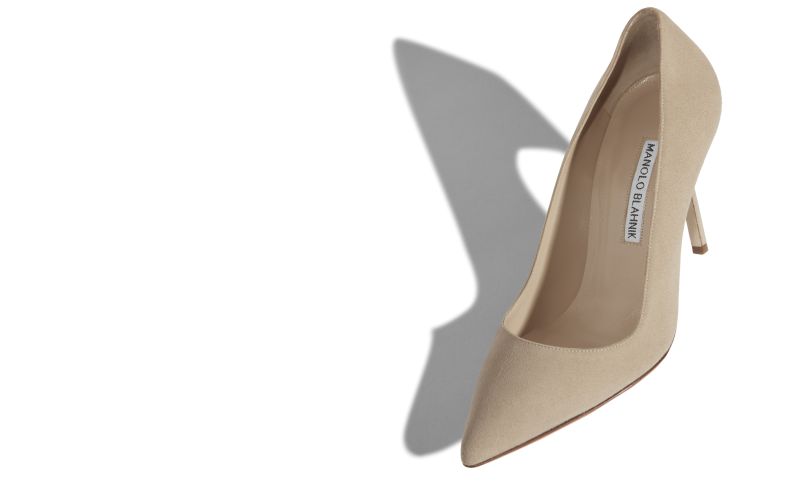 Designer Dark Cream Suede Pointed Toe Pumps