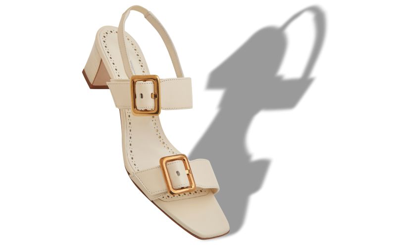 Thalitsli, Cream Nappa Leather Slingback Sandals - US$597.00 