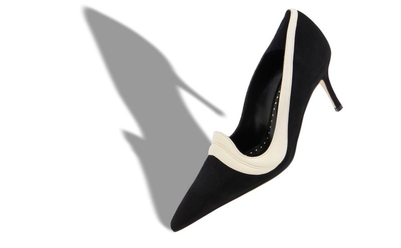 Ajarafa, Black and Light Cream Suede Pointed Toe Pumps - AU$1,535.00