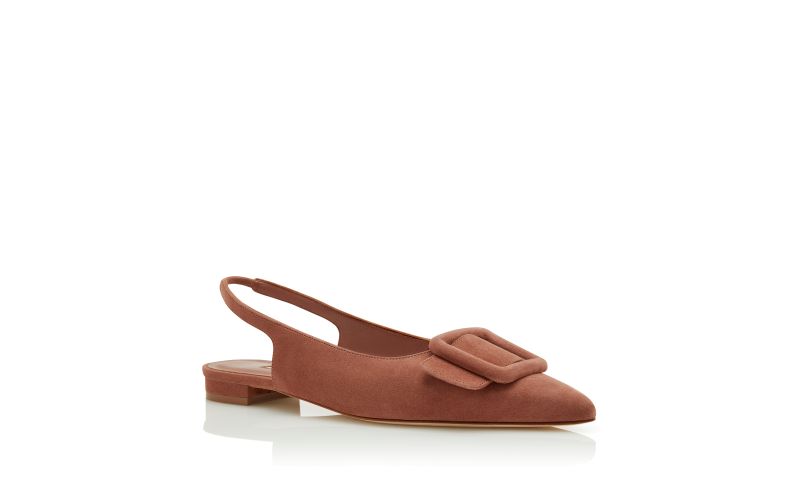 Maylura, Brown Suede Buckle Detail Slingback Flat Pumps - €775.00