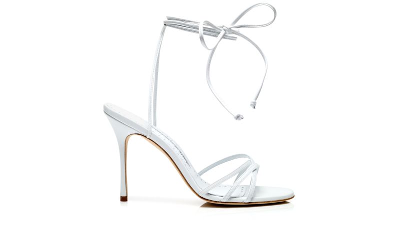 Side view of Leva, White Nappa Leather Sandals - US$825.00