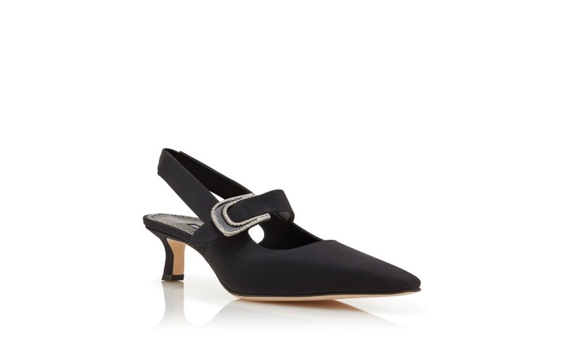 Curtius, Black Crepe De Chine Slingback Pumps - US$1,250.00
