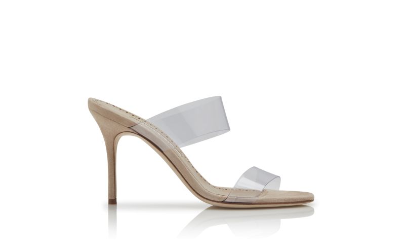 Side view of Scolto, Clear ECO PVC Open Toe Mules - £575.00