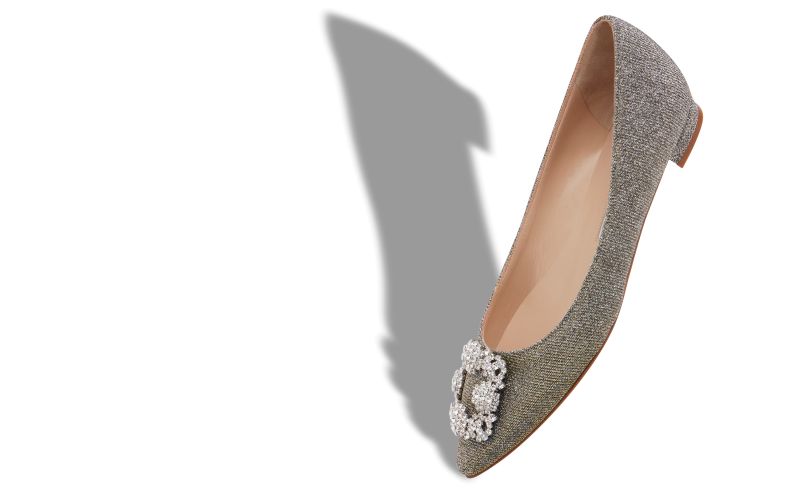 Hangisiflat glitter, Mixed Glitter Fabric Jewel Buckle Flat Pumps - US$1,095.00