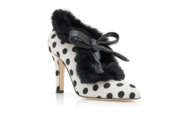 Bamana, Monochrome Crepe De Chine Polka Dot Pumps  - £875.00