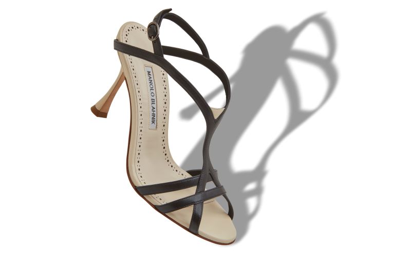 Betgieb, Cream and Black Nappa Leather Strappy Sandals - £418.00 