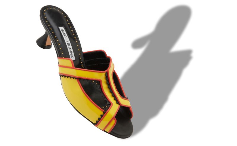 Harala, Yellow and Black Patent Leather Mules  - AU$1,715.00 