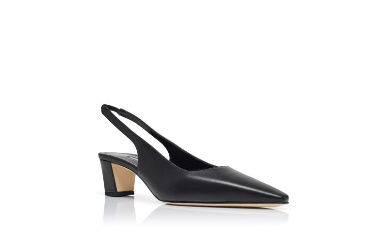 Teutamospla, Black Nappa Leather Slingback Pumps - US$935.00