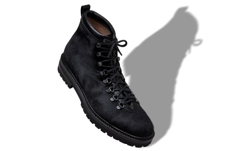 Calaurio, Black Calf Hair Lace Up Boots - US$1,415.00 