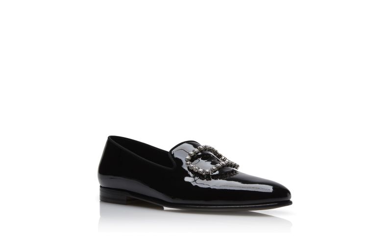 Mariocc, Black Patent Leather Jewel Buckle Loafers - US$995.00