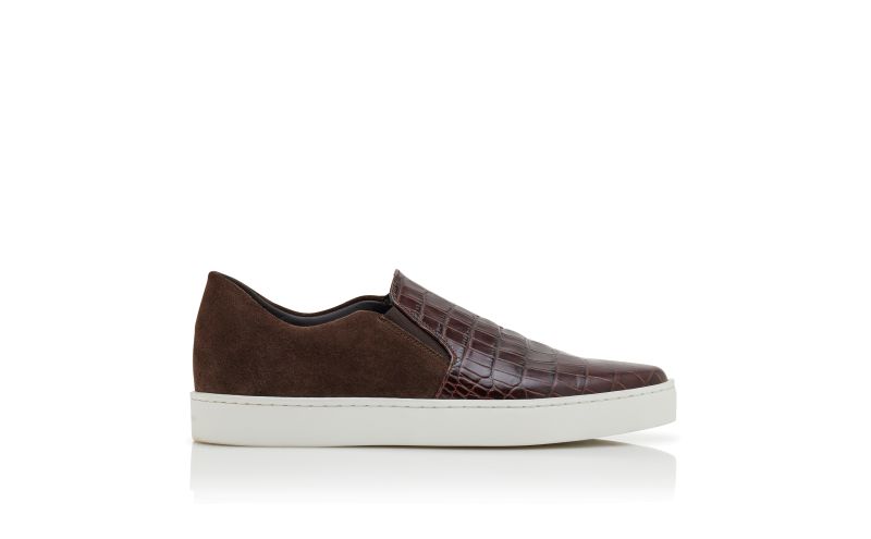 Side view of Nadores, Brown Suede Slip-On Sneakers  - US$775.00