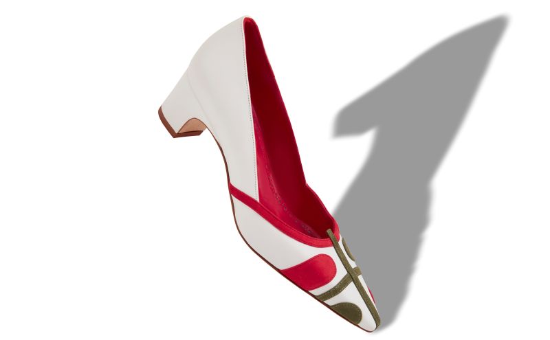 Tenzin, White, Red and Green Nappa Leather Pumps - US$1,025.00 