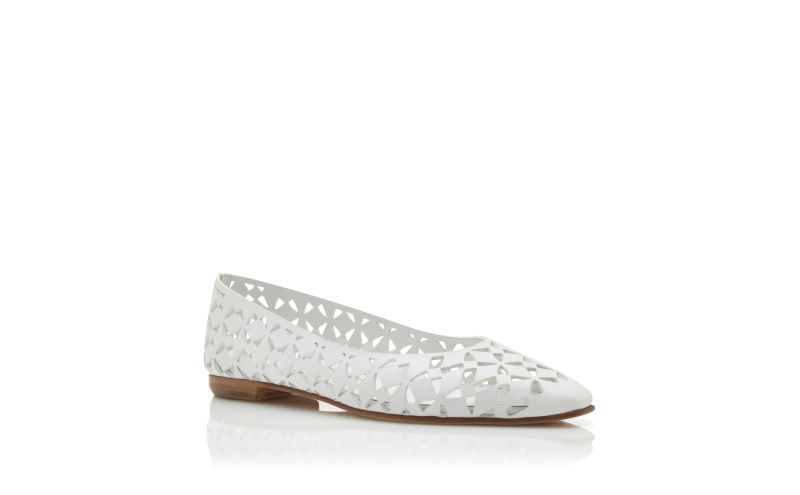 Gelista, White Calf Leather Cut Out Flat Pumps - AU$1,455.00