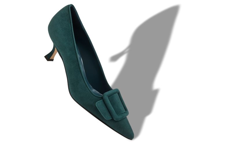Maysalepump 50, Dark Green Suede Buckle Detail Pumps - US$925.00 