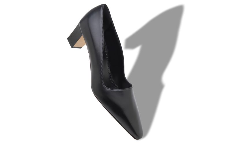 Munisopla, Black Nappa Leather Pointed Toe Pumps - US$448.00 