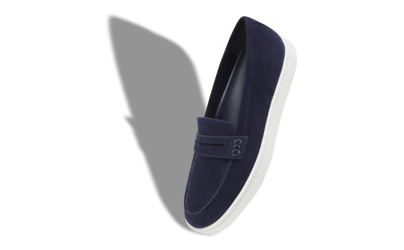 Ellisa, Navy Blue Suede Penny Loafers - €645.00