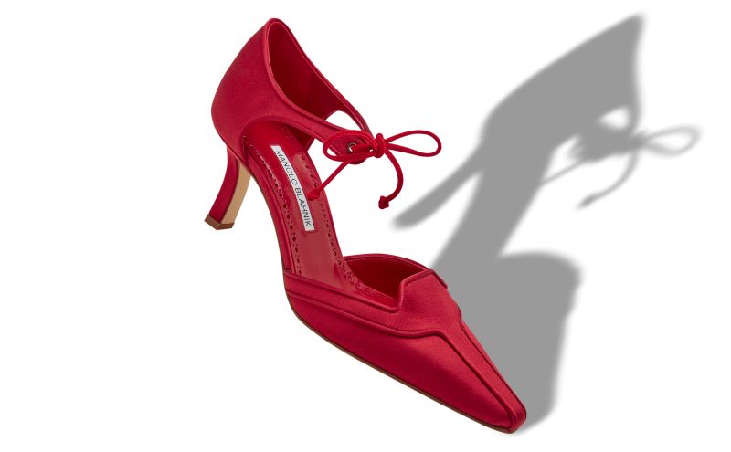 Orata, Red Satin Ankle Strap Pumps - AU$1,635.00 