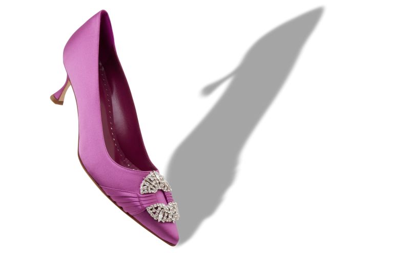 Maidapump, Purple Satin Embellished Buckle Pumps  - £975.00 